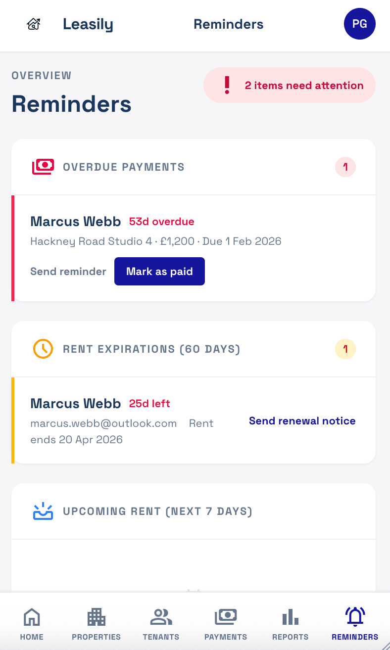 Set your tenant's due date.